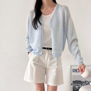 샵앤) 여성 V넥 긴팔 가디건 NYS-WCD-4406-스카이블루