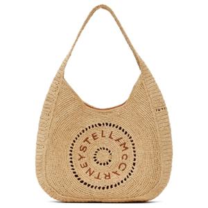 Stella McCartney 숄더백 베이지 미디엄 로고 라피아 슬라우치 토트백 252471F048000