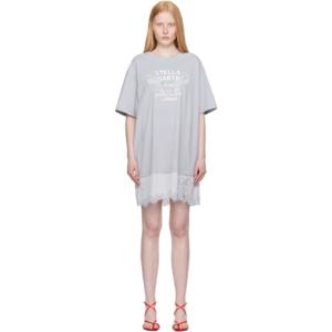 Stella McCartney 원피스 블루 레이스 그래픽 티셔츠 미니 드레스 252471F052001