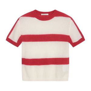 [르샵]25l2l25kpo220라운드넥 컬러 배색 반팔 니트