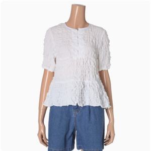 [시에로]라운드넥 단추여밈 캉캉블라우스 SJ2SHF053