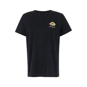 BALMAIN Black Crewneck T-Shirt with Logo Detail on the Front in Cotton Man DH0EF000GE09EAD