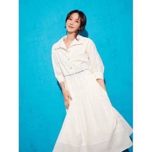[올리비아로렌]오픈카라 시보리 원피스_VVCOA4M3461