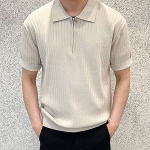[리빌모아]남자 데일리 집업 골지 카라 반팔 니트 AS5-KNH-Q010-