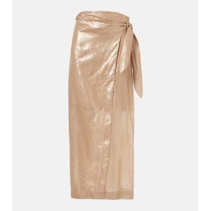Brunello Cucinelli 코팅 코튼 랩 스커트 P01041502