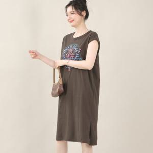 애비뉴투지 엄마옷 무더위 순 면 여름 짧은 반팔 나시 트임 원피스 K06560
