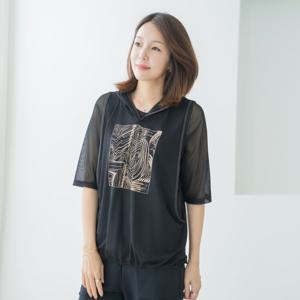 엄마옷 마담4060 이중망사후드티셔츠 여름반팔 -ZTE2506006-