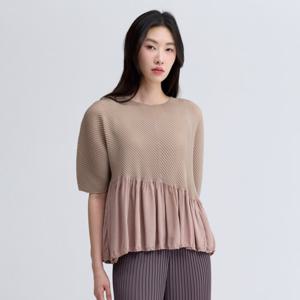 [플리츠미(여성)]믹스 플리츠 티셔츠_PPTSM125033