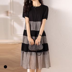 [카라]KARRA 셔링배색플레어원피스_A5M0673