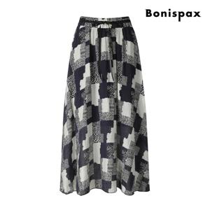 보니스팍스  에스닉 패턴 쉬폰 밴딩 롱 스커트 (XP6SK002M0)