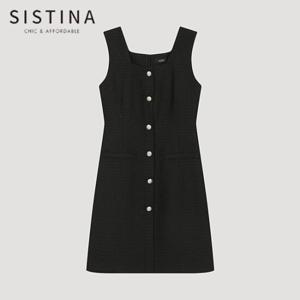 [SISTINA] 인기 트위드 버튼 스퀘어넥 원피스_AWWOPO21170_BK