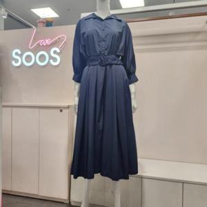 수스 HC04 오픈카라 밸트 칠부소매 원피스 S232NOP405