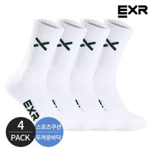[EXR]EXR 남성 스포츠 쿠션 베이직 스탠다드 장목양말 4P_WHGR