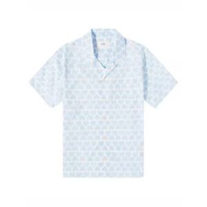 아미 반팔 셔츠 HSH203CO0029475 BLEU CIEL BLANC NATUREL DOM