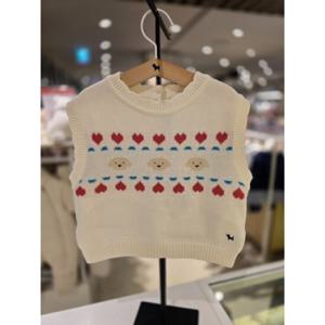 [블루독베이비] 25 SS(크림)하트도기 니트 베스트   조끼 백일 돌선물 간절기 봄 유아 (4511422001) ch 25