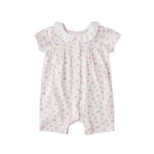 [밍크뮤]SC 선물포장(피치)쁘띠플라워반팔우주복(3537004115)신생아 백일돌 실내복 A