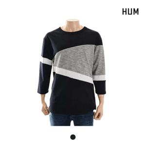 [HUM][HUM]남)폴리와플분또 사선블럭킹 티셔츠(FHMMCTR105M