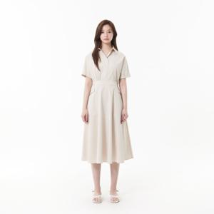 플라스틱아일랜드  (PR2WO463) 변형 셔츠 플레어 원피스