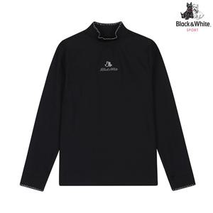 [블랙앤화이트] 여성 스티치장식 하이넥 티셔츠 9205LZSN_BLACK
