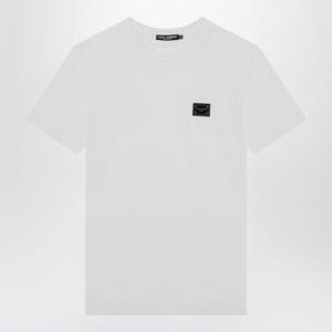 DOLCE&GABBANA 로고 플라크가 있는 흰색 티셔츠 G8PT1TG7F2I/Q_DOLCE-W0800