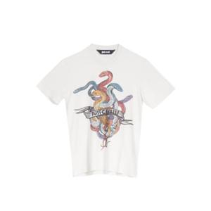 저스트까발리 반팔 티셔츠 78OAHT10 CJ500 004 off white BIANCO