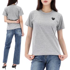 25SS 꼼데가르송 블랙 하트 와펜 반팔 티셔츠 AXT076 GREY