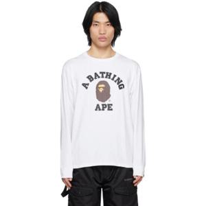 BAPE 티셔츠 화이트 컬리지 티셔츠 222546M213129