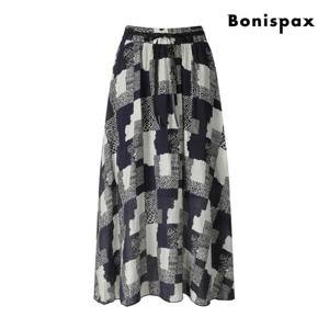 [보니스팍스] 에스닉 패턴 쉬폰 밴딩 롱 스커트 (XP6SK002M0)