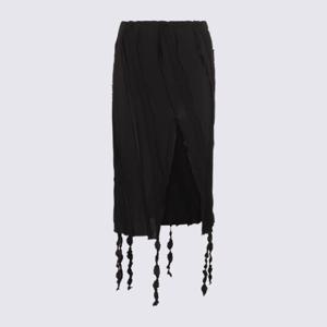 블루마린 블랙 프론트 슬릿 트위스트 패브릭 스커트 A522G254A