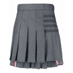[THOM BROWNE] 여성 스커트 싸이 LENGTH 드롭 백 플리츠 W/ 토널 우븐 4 바 인 STEP 트윌 스쿨 UNIFORM FGC402A04346 035 MED GREY /9
