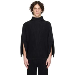 Homme Plisse Issey Miyake 터틀넥 블랙 키네틱 스컬프처 터틀넥 탑 252729M213005