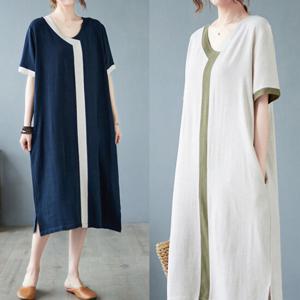 [바바라옷장]256245 - 라인 린넨면롱원피스 면원피스 여성원피스