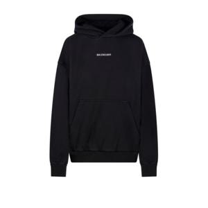 발렌시아가 후드 티셔츠 767877TRVJ3 1569 FADED BLACK WHITE