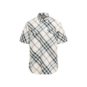 버버리 반팔 셔츠 8087325 A5686 ALABASTER IP CHECK GREEN