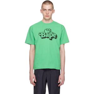 25 SS BAPE 남성 그린 마일로 온 베이프 티셔츠 241546M213031