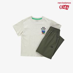 [뉴발란스키즈] NK9YF2603U(36) 라이트베이지 KIDS RIDER) 반팔티 8부 팬츠 셋업