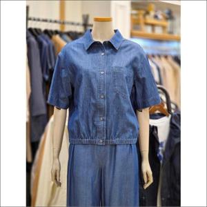 BCBG 세이브존02 밑단 밴딩 데님 블라우스 B5B4B456