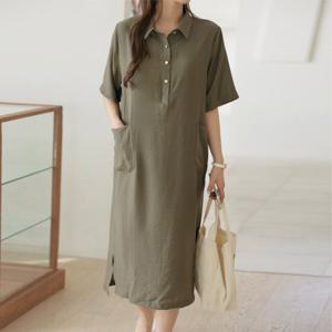 [헤레이스]반오픈 린넨 원피스_YMSH25SS736