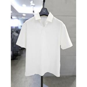 바쏘옴므 세이브존03 바쏘옴므 남자 여름 화이트 오픈 카라 반팔 티셔츠 BSAGZ2KT77A