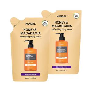 쿤달 허니 앤 마카다미아 퓨어 바디워시 리필팩 화이트머스크 400ml x2개