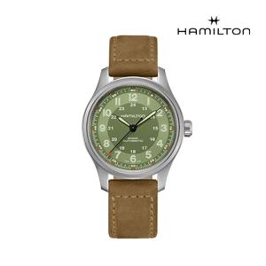 [해밀턴]H70545560 카키필드 티타늄 오토 42mm 그린 가죽 남성