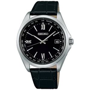 세이코 SBTM297 [솔라 라디오 보정] 세이코 셀렉션 (SEIKO SELECTION) 세계 시간 기능을 갖춘 티타늄 솔라 라디오 컨트롤 시계, 블랙 [정품]