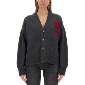 아미 가디건 BFUKC006 018 084 Gray Heather grey Red