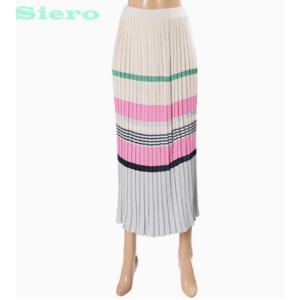 [시에로]스트라이프 플리츠 밴드 니트 스커트 SG3SKF417