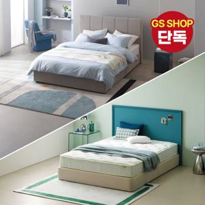 [지누스침대][SS] 매든 저상형 라이트그레이 침대SET / 그린티 에어 하이브리드 25cm 침대 세트 프레임 슈퍼싱글