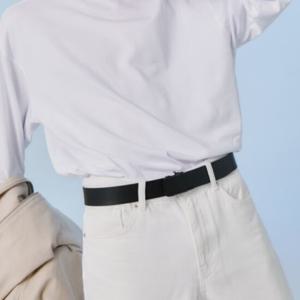 [질스튜어트] 블랙 단색 소가죽 자동벨트 JUBE4F111BK
