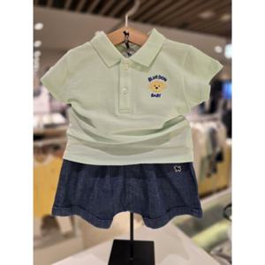 [블루독베이비] 25 SS(민트)피케셔츠상하세트(4531361005) 백일 돌 선물 간절기 나들이 여름 출산 상하복