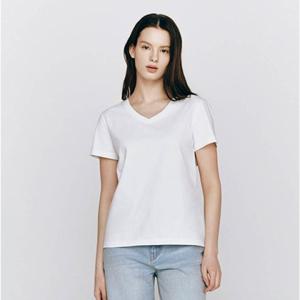 [지오다노] 여자 기본 베이직 무지 면 브이넥 반팔 티셔츠 325519