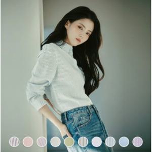 여성 기본 코튼 면 린넨 혼방 남방 셔츠 345510