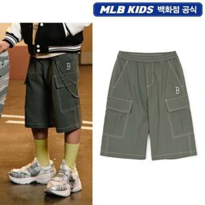 [MLB KIDS] 7ASMB0453-43KAD 베이직 아웃도어 오버핏 카고 6부 팬츠 보스턴 레드삭스